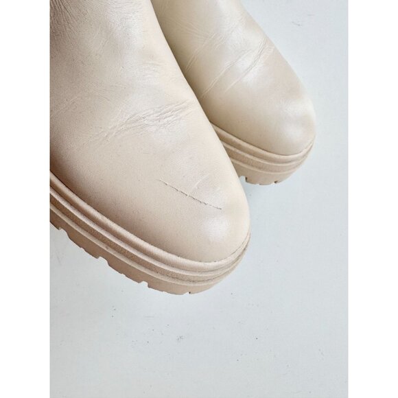 ZARA Ivory Leather Lug Sole Platform Ankle Chelsea Boots, Size 36 - Picture 5 of 16